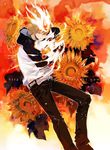  1boy brown_hair fire gloves hood hoodie katekyo_hitman_reborn! sawada_tsunayoshi 