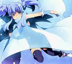  blue_eyes blue_hair cape crown cure_princess happinesscharge_precure! long_hair magical_girl precure shirayuki_hime silhouette smile solo tasaka_shinnosuke thighhighs twintails 