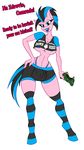  anthro anthrofied black_hair blue_eyes blue_hair breasts bulge candy cleavage clothed clothing controller dialog dickgirl english_text equine friendship_is_magic hair horse intersex jrvanesbroek lipstick lollipop looking_at_viewer mammal my_little_pony nipples original_character piercing plain_background pony shorts socks solo standing text thong two_tone_hair under_boob white_background 