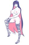  areolae black_hair blue_eyes breasts candy feet food full_body large_areolae large_breasts lollipop long_hair mouth_hold multicolored_hair nipples no_panties panty_&amp;_stocking_with_garterbelt pink_hair pussy robert_porter sketch solo standing standing_on_one_leg stocking_(psg) striped striped_legwear thighhighs thighhighs_pull topless two-tone_hair very_long_hair 
