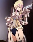  armor bertille_althusser blonde_hair breasts eyes_closed highres knight large_breasts long_hair solo standing stitched walkure_romanze 