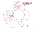  anthro anthrofied badgerben big_breasts breasts cutie_mark dialog english_text equine female friendship_is_magic horse huge_breasts hyper hyper_breasts mammal monochrome my_little_pony pinkie_pie_(mlp) pony solo text 