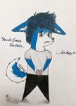  brendan_wolfe canine chibi clothing colored_pencil dog foxxtrot hair husky mammal pants shirt tears traditional_media words 