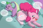  anal anal_penetration blush caluriri clothing dialog dildo double_dildo dragon duo equine female friendship_is_magic garter_belt hair horse insertion lingerie male mammal my_little_pony open_mouth penetration penis pink_hair pinkie_pie_(mlp) pony sex_toy smile spike_(mlp) stockings text 