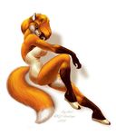  big_red canine eyes_closed female fox mammal pinup plain_background pose r_j_bartrop 