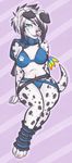  clothed clothing dalmatian dog female kararesch looking_at_viewer mammal ryunwoofie scarf skimpy solo thigh_gap 