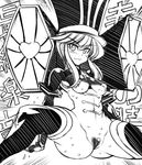  :3 ass blush boots breasts c-string greyscale hat heart huge_ass jakuzure_nonon karateka_(baromaru) kill_la_kill medium_breasts monochrome navel revealing_clothes shako_cap short_hair sitting solo speaker spoilers spread_legs sweat symphony_regalia thigh_boots thighhighs underboob 