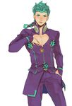  aqua_eyes aqua_hair bad_id bad_pixiv_id giorno_giovanna highres jojo_no_kimyou_na_bouken male_focus palette_swap solo tooru_fuyuse 