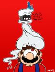  2019 big_butt butt cappy_(mario) clothed clothing digital_media_(artwork) ghost hair hi_res human male male/male mammal mario mario_bros nintendo penis red_eyes short_stack simple_background spirit super_mario_odyssey video_games zackdadawg 