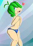  anthro blue_eyes blue_underwear bulge cute deady5 girly green_hair hair lemming lemmings male open_mouth solo underwear video_games 