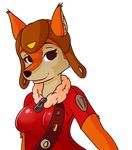  awesomenauts bust canine female fox mammal paper-bob-omb penny_fox smile solo suit 