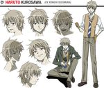  blue_eyes character_name character_sheet coppelion explosive full_body gloves grenade hand_on_hip kurosawa_haruto loafers necktie official_art pale_skin school_uniform shoes silver_hair sleeves_rolled_up striped striped_neckwear sweater_vest transparent_background 