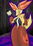  4_fingers anthro big_breasts book breasts canine delphox female fennec fox fur grasp hi_res looking_down magic mammal nintendo nipples nude omegaxiii open_mouth pok&#233;mon pok&eacute;mon raised_arm sharp_teeth solo spell standing teeth video_games 