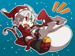  bad_id bad_pixiv_id blazblue christmas dead_spike hat heterochromia kuro_yuzu ragna_the_bloodedge santa_hat silver_hair 