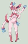  anthro anthrofied areola bow breasts canine cute eeveelution female fur gaias-pitch-black-reborn-crow gamefreak looking_at_viewer mammal nintendo one_eye_closed pink_fur pok&#233;mon pok&#233;morph pok&eacute;mon pok&eacute;morph ribbons smile solo sylveon video_games white_fur wink 