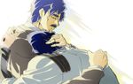  blue_hair facial_hair father_and_son george_joestar hug jojo_no_kimyou_na_bouken jonathan_joestar multiple_boys mustache official_style phantom_blood stigmata z_aft138420 