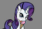  blue_eyes cutie_mark eating equine eyeshadow female feral food friendship_is_magic fur grey_background hair horn ice_cream levitation magic makeup mammal mostazathy my_little_pony plain_background purple_hair rarity_(mlp) solo suggestive suggestive_food tongue unicorn white_fur 