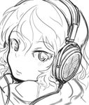  arceonn cable commentary face greyscale headphones monochrome original short_hair sketch solo stax 