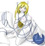  blonde_hair blush breasts cat cum feline female female_ejaculation fur hair long_hair mammal masturbation natural_breasts pusspuss pussy pussy_juice white_fur 