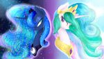  alice4444dm blue_eyes blue_fur blue_hair crown duo equine female friendship_is_magic fur hair horn mammal multi-colored_hair my_little_pony princess_celestia_(mlp) princess_luna_(mlp) purple_eyes royalty smile stars unicorn white_fur 