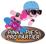  absurd_res alpha_channel english_text equine eyewear female feral friendship_is_magic hair hi_res horse mammal masemj my_little_pony pink_hair pinkie_pie_(mlp) pony skate_board solo sunglasses text 