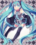  aqua_eyes aqua_hair hatsune_miku hotori long_hair long_sleeves necktie smile solo twintails vocaloid 