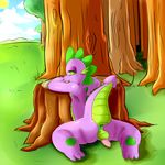  anthro anus balls butt dragon erection friendship_is_magic green_eyes looking_at_viewer looking_back male my_little_pony nude penis saurian_(artist) smile solo spike_(mlp) 