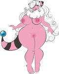  blue_eyes breasts caprine chest_tuft chubby cute female flaaffy fur hair hi_res long_hair looking_at_viewer mammal nintendo nipple_piercing nipples nude overweight piercing plain_background pok&#233;mon pok&eacute;mon pussy sheep solo tehbuttercookie tuft video_games white_hair wide_hips 