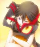  bad_id bad_pixiv_id black_hair clothes_in_front hug hug_from_behind kill_la_kill living_clothes matoi_ryuuko o-nashi_neko senketsu short_hair smile solo 