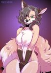  2023 5_fingers anthro areola breasts brown_hair canid canine digital_media_(artwork) eyebrows eyelashes female fingers fox hair kaitycuddle mammal navel nipples nude smile 