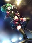  alternate_costume animal_ears choujuu_gigaku contemporary grape-kun_ganbaranai green_eyes green_hair highres kasodani_kyouko microphone_stand music open_mouth short_hair singing touhou 