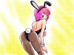  1girl alisa_boskonovich android animal_ears ass bare_shoulders blush bunny_ears bunny_girl bunny_tail bunnysuit green_eyes looking_back pantyhose pink_hair short_hair suzuki_(almondcake) tail tekken wrist_cuffs 