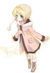  bad_id bad_pixiv_id blonde_hair blue_eyes boots chirota coat hair_ornament hairclip hood kagamine_rin mittens solo vocaloid 