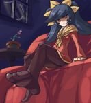  ashley_(warioware) black_hair bondo brown_eyes feet hairband legs orange_hairband pantyhose pov_feet red_eyes solo twintails warioware 