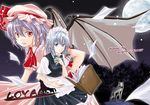  apron asou_shin blue_eyes braid cowboy_shot dress frills hat izayoi_sakuya lavender_hair looking_at_viewer maid mob_cap multiple_girls puffy_short_sleeves puffy_sleeves red_eyes remilia_scarlet short_sleeves silver_hair standing swimsuit touhou twin_braids waist_apron 