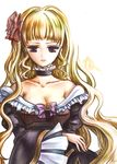  alternate_hairstyle beatrice blue_eyes bow breasts choker cleavage dress flower hair_down large_breasts long_hair mit_(mitn) pink_bow solo umineko_no_naku_koro_ni 