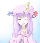  closed_eyes crescent hane_(hanegoya) hat long_hair patchouli_knowledge purple_hair smile solo touhou 