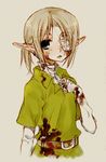  androgynous blood blue_eyes brown_hair eyepatch link male_focus mitsubachi_koucha pointy_ears solo the_legend_of_zelda 
