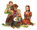  3boys artist_request beard blonde_hair blue_eyes brown_hair claus facial_hair family flint hat hinawa long_hair lucas mother_(game) mother_3 multiple_boys quiff scarf smile spoilers 