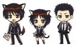  2boys amagami animal_ears chibi kibito_high_school_uniform long_sleeves multiple_boys sakiran_densha school_uniform tachibana_jun'ichi tachibana_miya tail umehara_masayoshi 