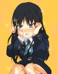  akiyama_mio black_hair blue_eyes blush crying crying_with_eyes_open k-on! kitano_yuusuke long_hair school_uniform solo tears 