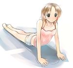  barefoot breasts camisole collarbone denim denim_shorts exercise full_body hands ikeda_jun_(mizutamari) original plantar_flexion short_hair shorts sketch small_breasts solo stretch 