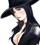  blue_eyes blue_hair breasts cleavage coat hat kazaana large_breasts long_hair nico_robin one_piece realistic solo 
