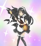  akiyama_mio alternate_costume bad_id bad_pixiv_id banned_artist bass_guitar black_eyes black_hair blush enmaided garters hatsumic instrument k-on! long_hair maid maid_headdress solo thighhighs 