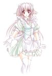  blush copyright_request gloves long_hair maid pink_hair pointy_ears red_eyes solo tenmaso thighhighs zettai_ryouiki 