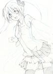  greyscale hatsune_miku long_hair monochrome necktie sketch skirt solo thighhighs twintails vocaloid yuizaki_kazuya 