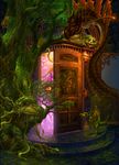  bad_pixiv_id colorful door dragon fantasy indoors no_humans original scenery treble_clef tree uchio_kazumasa 