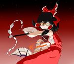  black_hair crazy_eyes detached_sleeves hakurei_reimu highres multiple_girls mystia_lorelei namushi ribbon touhou 