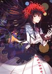  akemi_homura bad_id bad_pixiv_id black_hair flower highres homulilly long_hair mahou_shoujo_madoka_magica mahou_shoujo_madoka_magica_movie mame_(yangqi787) phonograph red_string ribbon ribs skeletal_arm solo spider_lily spine spoilers stocks string tears witch_(madoka_magica) 