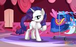  blue_eyes clothing cutie_mark dress equine eyeshadow female feral friendship_is_magic hair hangers horn horse inside makeup mammal my_little_pony mysticalpha pony purple_hair rarity_(mlp) saddle solo sparkles standing unicorn 